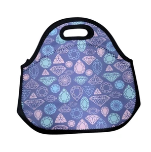 Neoprene Lunch Tote Bag - Reusable Insulated - Purple, Teal, Pink, Green NEW - Picture 1 of 2