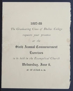 6th Annual Commencement Exercises - Dallas College - 1905-6 Oregon EPH593 - Foto 1 di 3