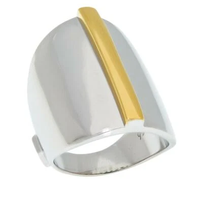 Anillo cúpula rubí bicolor chapado en plata de ley y oro ELLE, talla 6 Foto 1 de 4