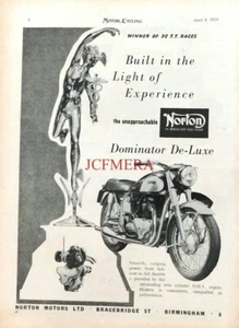NORTON 'Dominator deLuxe' 497cc o.h.v. Motor Cycle Advert : 1954 M/Cycle Print - Picture 1 of 1