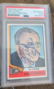 1974-75 TOPPS SIGNED ROOKIE CARD FRED SHERO FLYERS RANGERS # 21 HOF PSA DNA - Picture 1 of 1