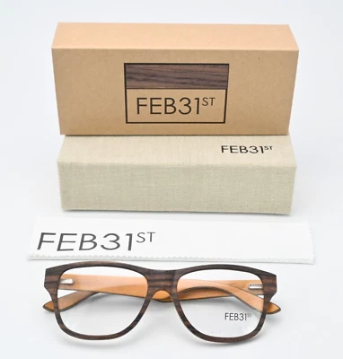 FEB31ST Marco Gafas Gabriel Marrón Oscuro Naranja Madera Cuadrado Redondeado Claro Unisex Foto 1 de 4