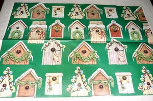 2 Vintage selten Weihnachten Papier Geschenkpapier Vogelhäuser Heiliger Kranz Band Strumpf - Bild 1 von 8