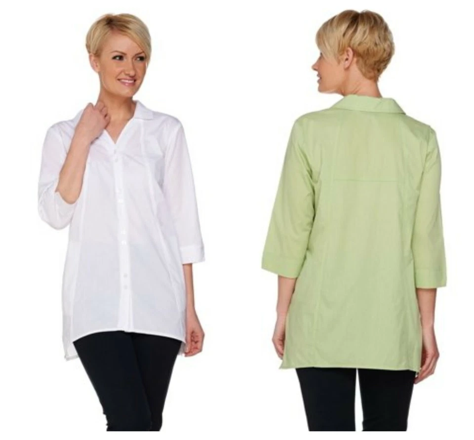CAMISA TOP BLANCA DOBLADILLO ASIMÉTRICO JOAN RIVERS BOYFRIEND QVC Talla XS NUEVA  Foto 1 de 1