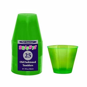 1 Party Essentials 9 Oz. Tumblers-Neon Green 25 Ct. - Picture 1 of 1