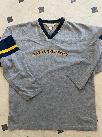 Vintage Xavier University Sweatshirt Adult Medium Relaxed Gray V Neck Casual Men Cover