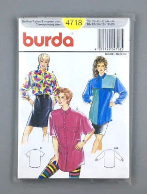 Burda 4718 Sewing Pattern Oversized Blouse Tunic Cut Excellent Condition 10-20 - Image 1 of 4