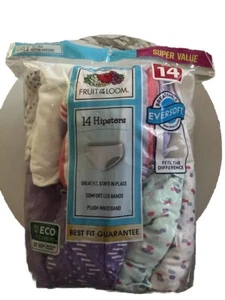 Fruit of the Loom Girls Tagless Hipsters Underwear 14 Pack Size 14 NIP - Picture 1 of 4