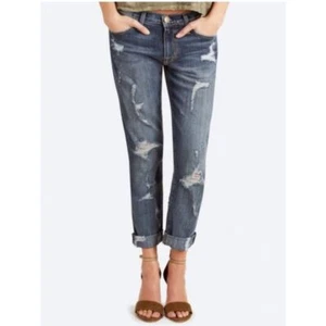 Current Elliott The Fling Dark Shredded Jeans Size 26 EUC - Picture 1 of 6