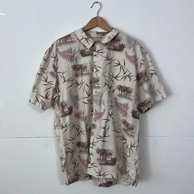 Vintage Solitude Mens Hawaiian Shirt Size XL Beige Floral Short Sleeve Button Up - Image 1 of 4