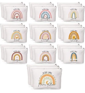 30 Pcs Inspirational Canvas Makeup Bags With Zipper Travel Makeup Pouch Bag - Picture 1 of 8