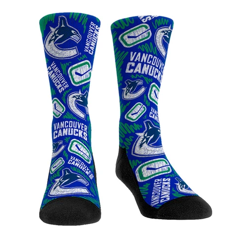 Men's Rock Em Socks Vancouver Canucks Logo Sketch Crew Socks Cover