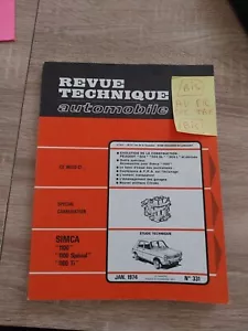 REVUE TECHNIQUE SIMCA 1100 Ti SPECIAL L LS GL GLS FOURGONNETTE VF1 VF2 5 6 Cv - Foto 1 di 18
