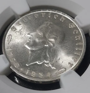 1934 F Germany 2 Mark, Reichsmark. NGC MS63. Friedrich Schiller - Picture 1 of 6