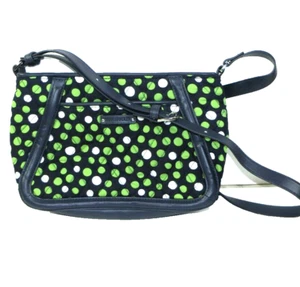 Bolso de hombro Vera Bradley CROSSBODY Lucky Dots azul marino verde ajustable - Imagen 1 de 7