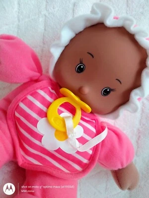 Pink baby doll my sweet love 10 inch daisy bib pacifier vinyl face EUC plush - Image 1 of 4