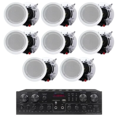 Technical Pro 4 CH 1K W 8 x 5.25" Speaker Bluetooth Woofer Ceiling Speaker - Image 1 of 4