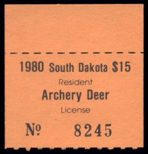 South Dakota — SD-DA21 1980 Archery Deer (resident) - Picture 1 of 1