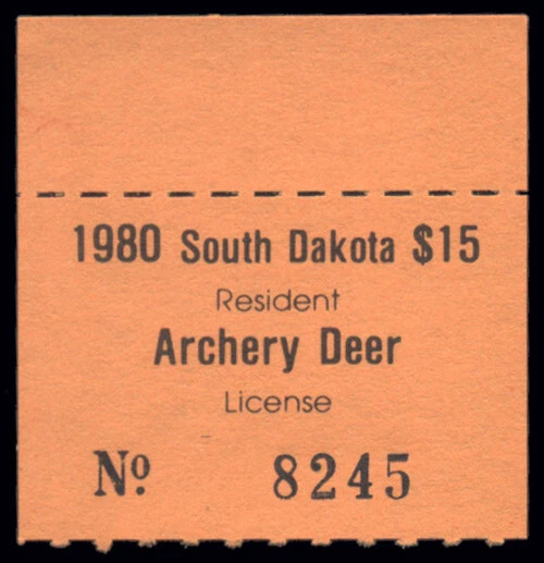 South Dakota — SD-DA21 1980 Archery Deer (resident) - Image 1 of 1