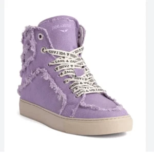 Zadig & Voltaire lila High Flash Distressed Canvas High Top Sneakers NEU 11 - Bild 1 von 14