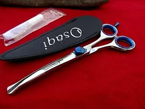 Pet 6" Scissors dog/cat grooming_Japanese Steel_DOWNWARD CURVED_ BALL SAFETY TIP - Picture 1 of 8