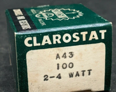 CLAROSTAT Controls and Resistors A43 100   2-4 watt 625-8137 NOS. Model Trains - Image 1 of 4