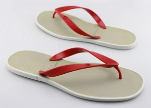 Men's SALVATORE FERRAGAMO 'Gym' Tan / Red Rubber Sandals Size US 12 - D - Picture 1 of 6
