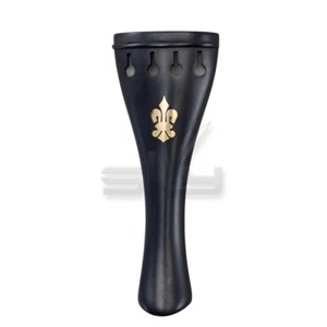 High Quality 4/4 Size Ebony Violin Tailpiece w Gut Fiddle fleur de lis Pattern - Picture 1 of 2