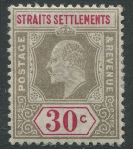 Straits Settlements KEVII 1902 39 cents gray & carmine rose mint o.g. - Picture 1 of 1