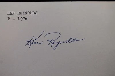 Ken Reynolds Padres Phillies Brewers Cardinals Autograph 3x5 Index Card JSA 17D - Image 1 of 4