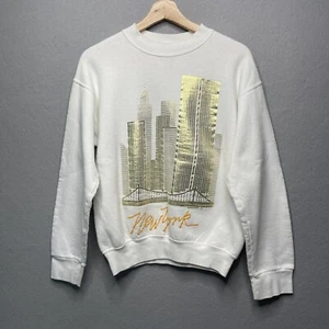 Vintage Gold Foil New York Skyline Crewneck Sweatshirt White M - Bild 1 von 10