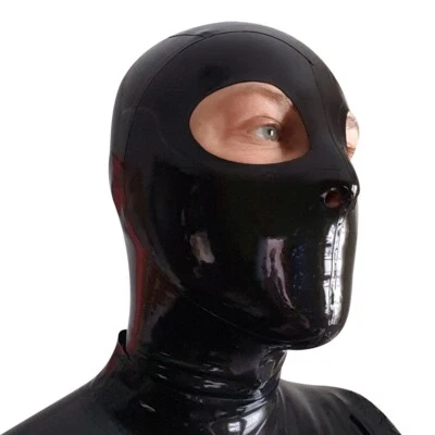Black Latex Hood with Back Zipper Rubber Mask Cosplay Clubwear Fetish BDSM 0.4mm - Image 1 of 4