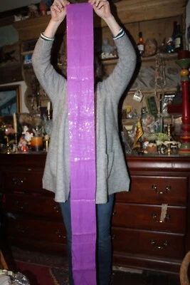 Bufanda vintage aprox 60" x 5" púrpura lentejuelas Foto 1 de 3