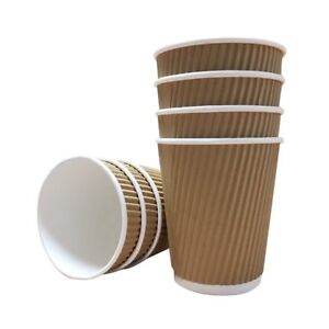 12oz KRAFT 3-PLY RIPPLE PAPER COFFEE CUPS - UK MANUFACTURER 