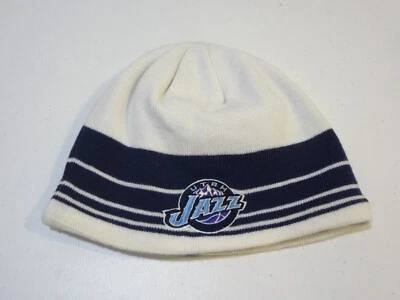 Boné gorro Adidas vintage NBA Utah Jazz LOGOTIPO malha/lã caveira novo com etiquetas listrado - Imagem 1 de 2