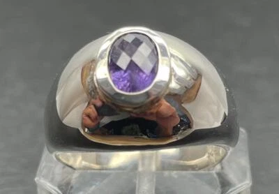 ANILLO DECORATIVO PARA HOMBRE PLATA ESTERLINA .925 ZAFIRO PÚRPURA INTENSO 1,25 QUILATES TALLA 8,25 7GR Foto 1 de 4