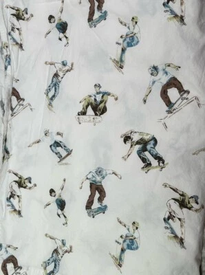 Pottery Barn Kids Organic Cotton Blend Skater Skateboard Twin Flat Sheet - Image 1 of 4