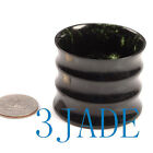 Hand Carved Natural Serpentine Stone Shot Glass / Black Green Jade Tea Cup