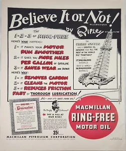 Macmillan 1941 aceite anuncio vintage 14 x 10 lo creas o no de Ripley - Imagen 1 de 1