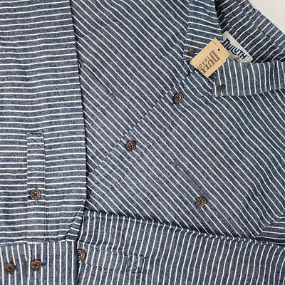 NEW Duluth Trading Free Swingin Flannel Shirt Men Large Tall Blue Stripe NWT - Image 1 of 4