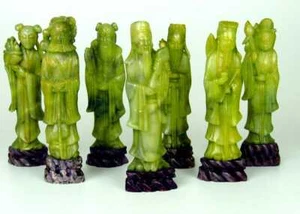 CHINESISCHE FIGUREN ODER GOTTHEITEN. ERZ HANDGESCHNITZT. XIX-XX JAHRHUNDERT - Bild 1 von 1