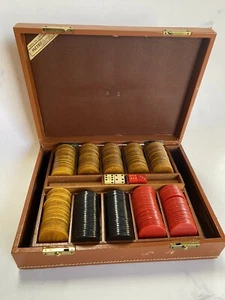 Vintage Bakelit Mid Century Leather Bound Gaming Set Metro Games New York - Bild 1 von 13