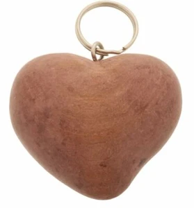 Llavero corazón, madera de cerezo, madera, ahumado y aceitado - Imagen 1 de 2