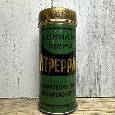 Vintage Nunnans Spice Tin - Vit pepper - Swedish Sweden Advertising - Image 1 of 4
