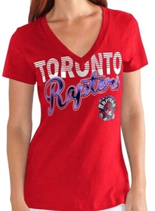 Toronto Raptors NBA Damen T-Shirt L G-III Retro Throwback 1st Down V-Neck rot - Bild 1 von 5