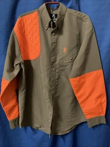 【Browning Shirt 】Men Khaki Orange Shooting Hunting Performance /Condition:Mint - Picture 1 of 13