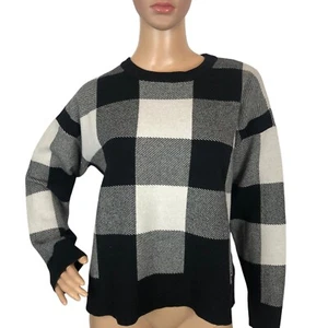 DKNY Grobstrick Oversize Strick Pullover Pulli kariert Karomuster Gr. L Preppy 90 - Bild 1 von 8