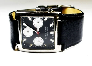 Damen Armbanduhr Anne Klein 12/7619 schwarz quadratisch Tank Kalender 30 mm Quarz - Bild 1 von 8