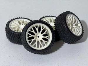 HPI Vintage Set of 4 Super Nitro RS4 Rally Tires White BBS Wheels Rims Rare NEW - Picture 1 of 7