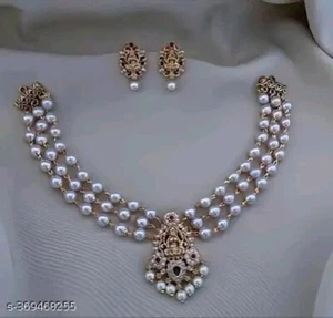 Indian Bollywood Gold Plated AD Kundan Choker Necklace Wedding Bridal Jewelry - Picture 1 of 6